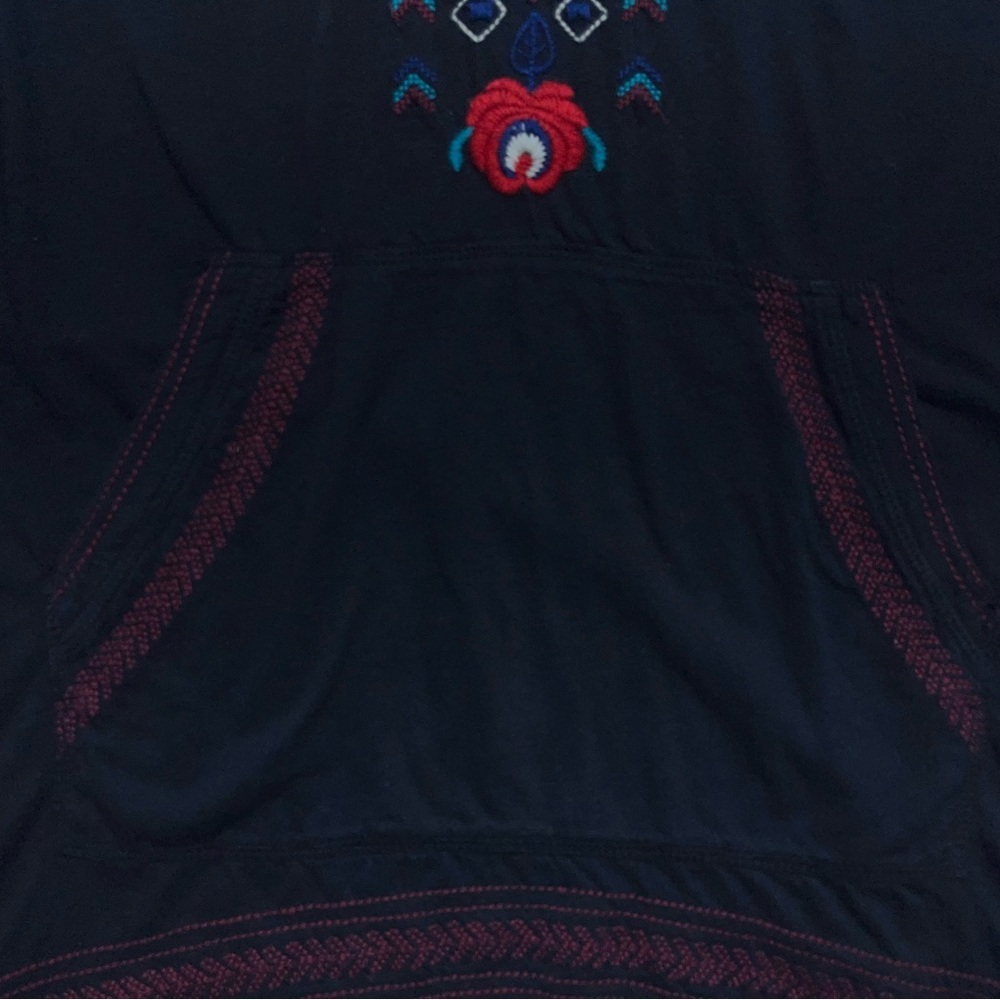 Johnny Was Black Embroidered Floral V-Neck Top Womens Small Long Sleeve Cotton - Picture 5 of 14
